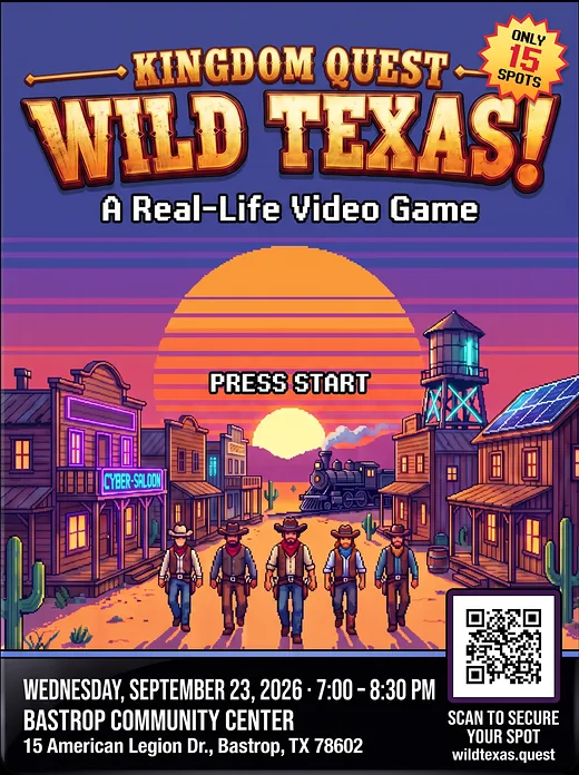 Wild Texas flyer: 16-bit video game box art, Press Start